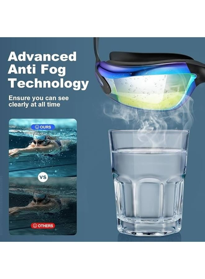 نظارات سباحة مضادة للضباب 5 في 1 - مجموعة نظارات سباحة مع غطاء سباحة وسدادات أذن ومشبك أنف ونظارات مانعة للتسرب - نظارات سباحة مقاومة للماء يمكنها حجب الأشعة فوق البنفسجية بشكل فعال - مناسبة للرجال، W - Image 3
