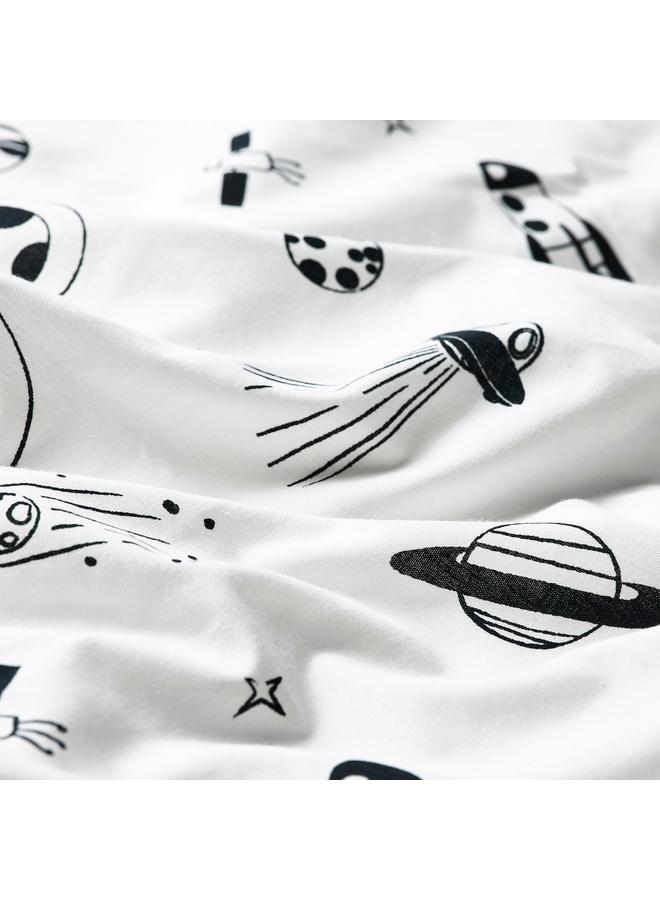 زبون غطاء لحاف وغطاء وسادة، فضاء أبيض/أسود، 150×200/50×80 سم - Image 5