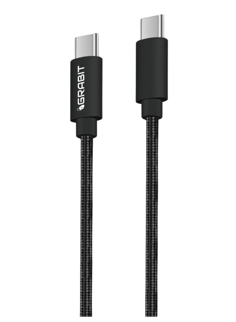 GRABIT Type-C to Type-C 60W Fast Charging Cable – 1.2M Nylon Braided 