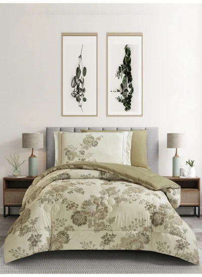 Donetella Bedding Comforter Set, twin Size Fits 120x200 cm - 4-Pcs Digital Print Quilted Bed Set, Microfiber Fabric - 1 Comforter, 1 Fitted Sheet, 1 Pillow Shams, 1 Pillowcases.