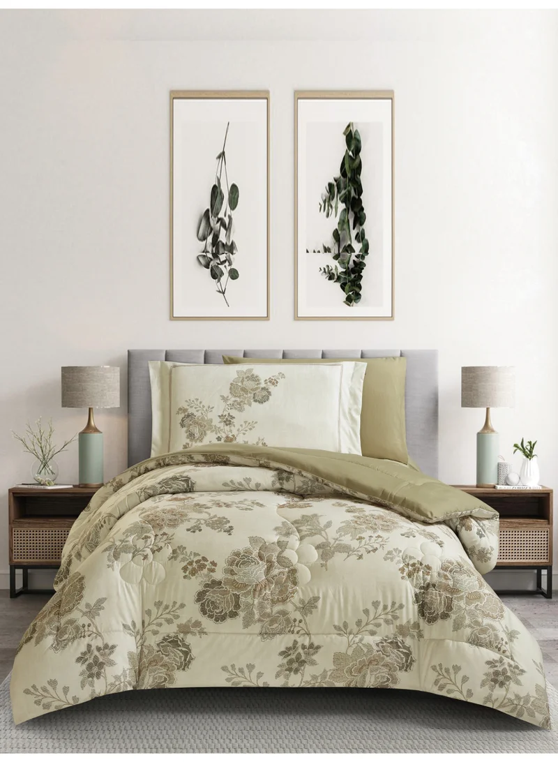 Donetella Bedding Comforter Set, twin Size Fits 120x200 cm - 4-Pcs Digital Print Quilted Bed Set, Microfiber Fabric - 1 Comforter, 1 Fitted Sheet, 1 Pillow Shams, 1 Pillowcases.