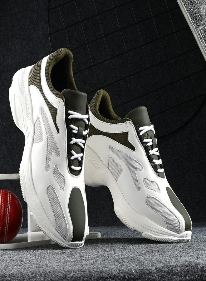 كروزر حذاء رياضي رجالي ضخم من كروزر | تصميم جريء وعصري | خفيف الوزن ومريح مع نعل داخلي مبطن | مثالي لإطلالات الشارع والإطلالات الكاجوال - أبيض - مقاس 8 بريطاني - Image 2