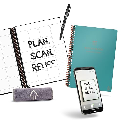 Rocketbook Everyday Planner Smart Reusable Pages, Executive Size 6x8.8, Teal – Erasable & App-Connected, Undated Weekly, Monthly & Annual Templates, Perfect for Productivity, Goals & Scheduling - Image 1