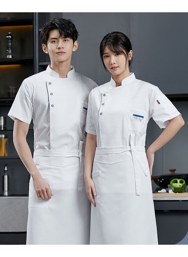 NIBEMINENT Chef's Jacket For Men Women Short Sleeve Cook Shirt Pizza Restaurant Waiter Uniform Cook Top Kitchen Clothes Catering Work Wear - Image 1