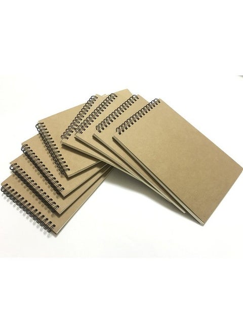 A5 Top Spiral Bound Notebooks Bulk Journals Steno Pads Blank Lined Kraft Brown Cardboard Cover Thick Cream Writing Pad Sketchbook Scrapbook Album (Top Bound Lined Whitepack Of 8)