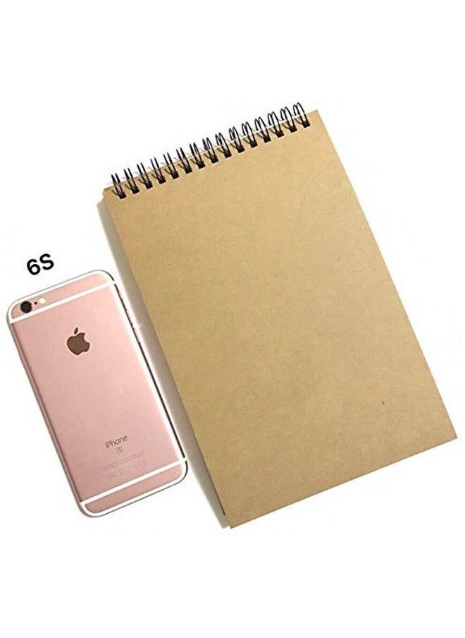 A5 Top Spiral Bound Notebooks Bulk Journals Steno Pads Blank Lined Kraft Brown Cardboard Cover Thick Cream Writing Pad Sketchbook Scrapbook Album (Top Bound Lined Whitepack Of 8)