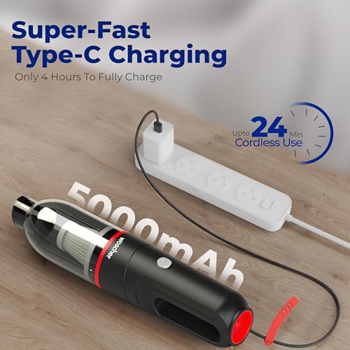 WOSCHER 3003 Cordless, 2-in-1 Rechargeable Vacuum Cleaner & Blower for Car & Home Use |12000 PA Powerfull Suction, Dual Mode Battery 5000 mAh | High Power Portable Lightweight - Image 3