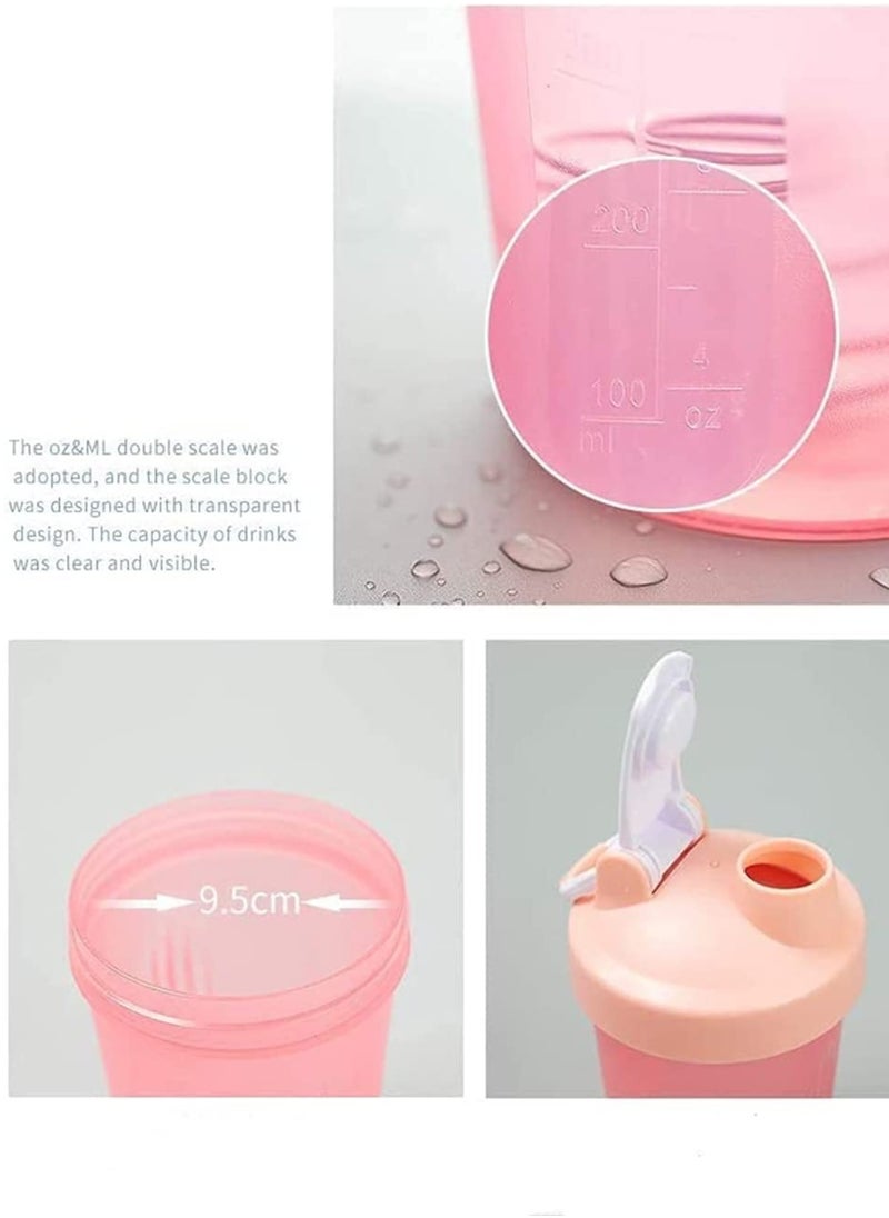 SYOSI - Sports Water Bottle, BPA-Free Protein Shaker Cup, Dishwasher Safe Sports Supplements Shakers, Multi-Function Leakproof Durable Shake Blender Cup with Snap-Fasten Cap, 400 Ml Capacity, Pink - Image 1