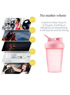 SYOSI Sports Water Bottle, BPA-Free Protein Shaker Cup, Dishwasher Safe Sports Supplements Shakers, Multi-Function Leakproof Durable Shake Blender Cup with Snap-Fasten Cap, 400 Ml Capacity, Pink  - Image 5