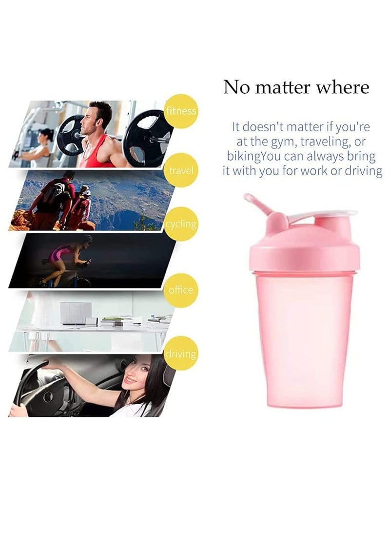 SYOSI - Sports Water Bottle, BPA-Free Protein Shaker Cup, Dishwasher Safe Sports Supplements Shakers, Multi-Function Leakproof Durable Shake Blender Cup with Snap-Fasten Cap, 400 Ml Capacity, Pink - Image 1