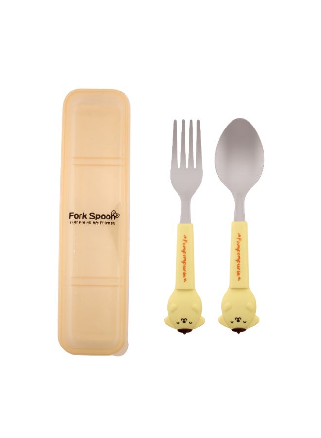 CRAVISTA Kids Cutlery Set with Case – Stainless Steel Fork and Spoon for Kids | BPA-Free Utensils for School Lunchbox, Travel & Gifting | Cute Character Handle Tableware for Girls and Boys - Image 1