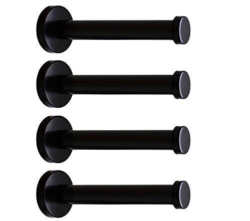 NELXULAS Classic Black Stainless Steel Heavy Duty Wall Mount Hooks, Bath Towel Hooks, Coat Hanger, Handbag Hooks, 4 in Pack (6") - Image 1