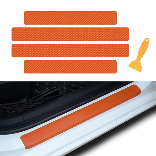 Lecctso 4PCS Car Door Sill Protector Car Door Edge Guards 3D Carbon Fiber Auto Door Entry Edge Guard Protection Trim Universal Waterproof Door Threshold Strips Exterior Accessories for Car Truck - Image 1
