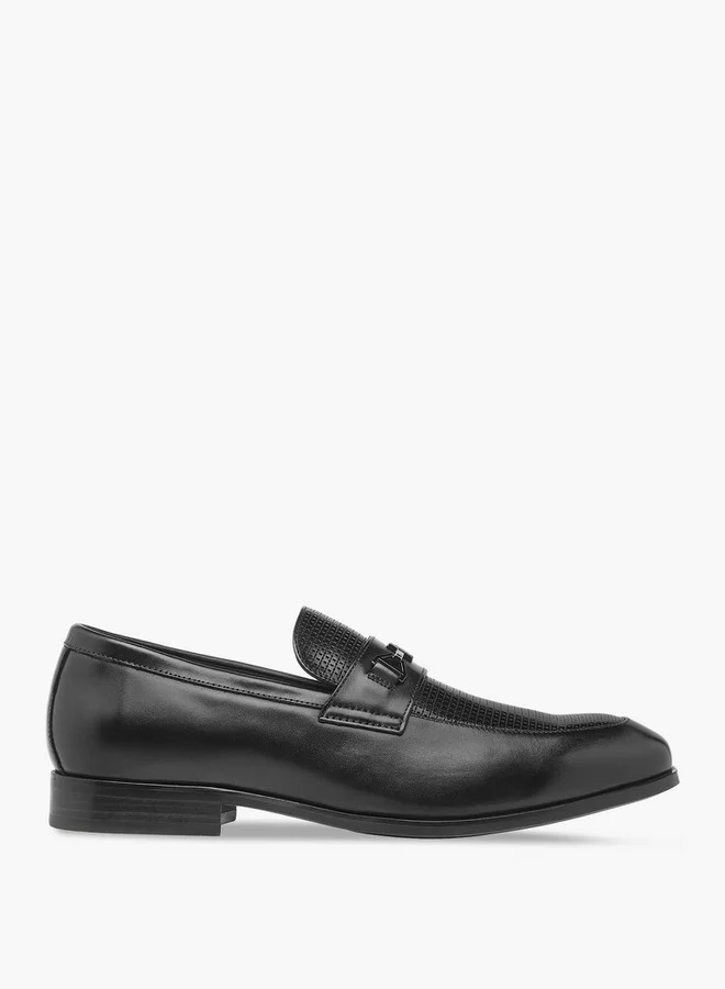 DUCHINI Men's Textured Slip-On Loafers with Metal Accent