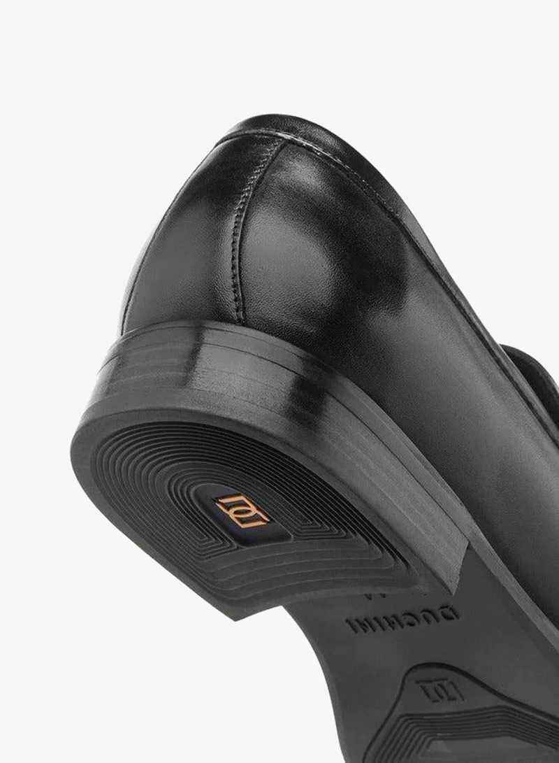 DUCHINI BLACK Men's Textured Slip-On Loafers with Metal Accent for Men | Best Price UAE