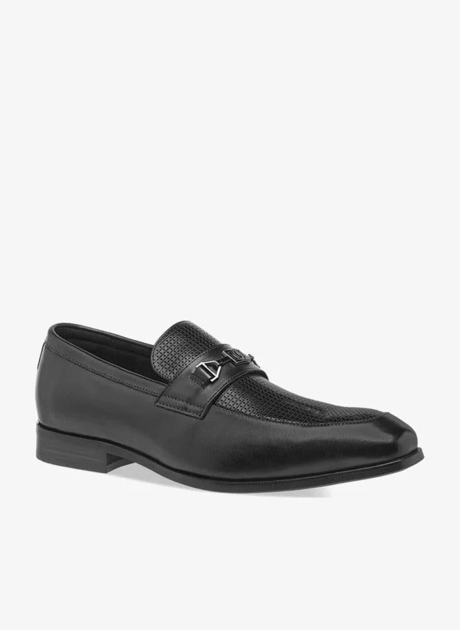 DUCHINI BLACK Men's Textured Slip-On Loafers with Metal Accent for Men | Best Price UAE