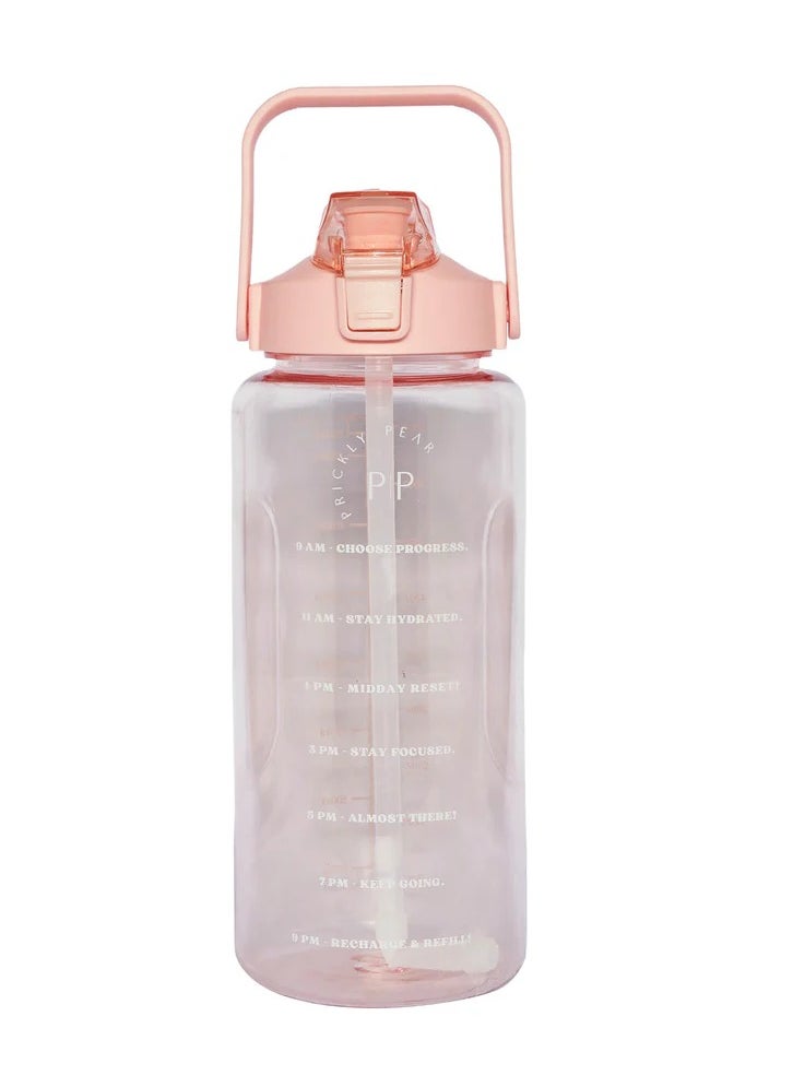 Tracker 2L Water Bottle With A Tracker Of Hydration From 9Am  9Pm Has Spring Loaded Dust Cap And Removable Straw And Durable Carry Handle Pink - pzsku/Z49E3FF2DAACF7B1BCE2AZ/45/_/1719651336/b9344ee3-792a-4f56-b5c9-ea95123bb569