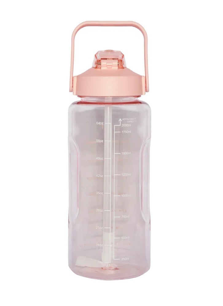 Tracker 2L Water Bottle With A Tracker Of Hydration From 9Am  9Pm Has Spring Loaded Dust Cap And Removable Straw And Durable Carry Handle Pink - pzsku/Z49E3FF2DAACF7B1BCE2AZ/45/_/1719651337/22143269-88d5-4dc8-88ad-525244b27045