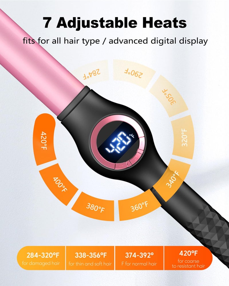 ORYNNE 1 Inch Curling Wand for Long Hair, Extra Long Barrel Ceramic Curling Wands, 7 Adjustable Heats for All Hair Type, 110-240V Dual Voltage Wand Curler, 60 Minutes Auto Shut Off - Image 4