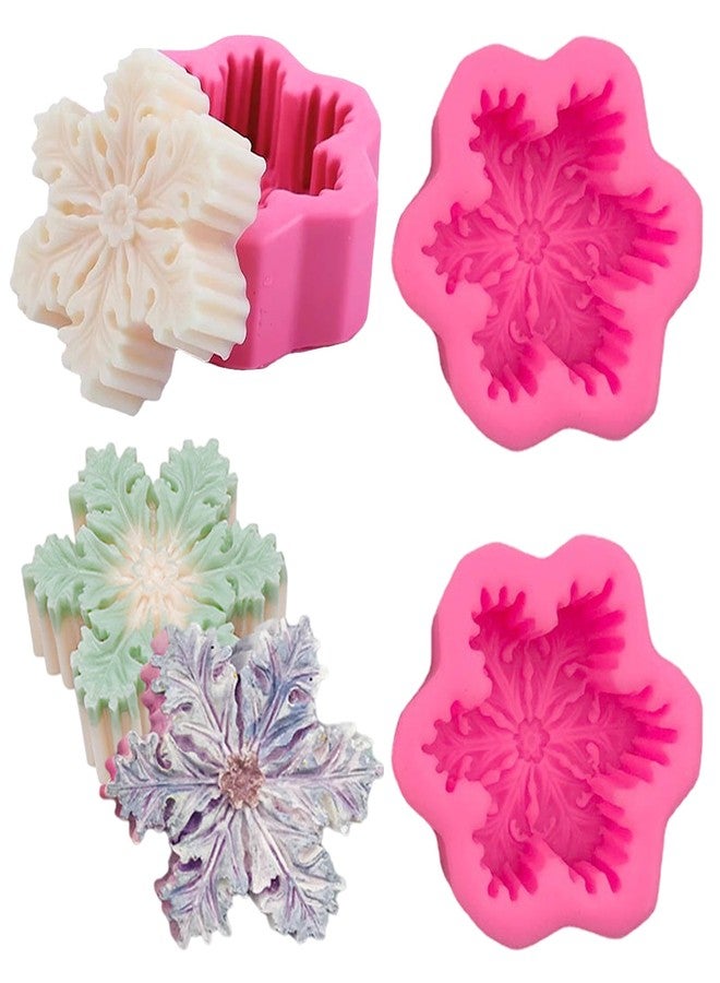 AUOCATTAIL 2 Pcs Silicone Snowflake Molds Christmas Candle Soap Molds for DIY Molds Christmas Baking Chocolate Candy Wax Melts Resin Clay Gum Paste Fondant Cake Decorating Tools Home Decor - Image 1
