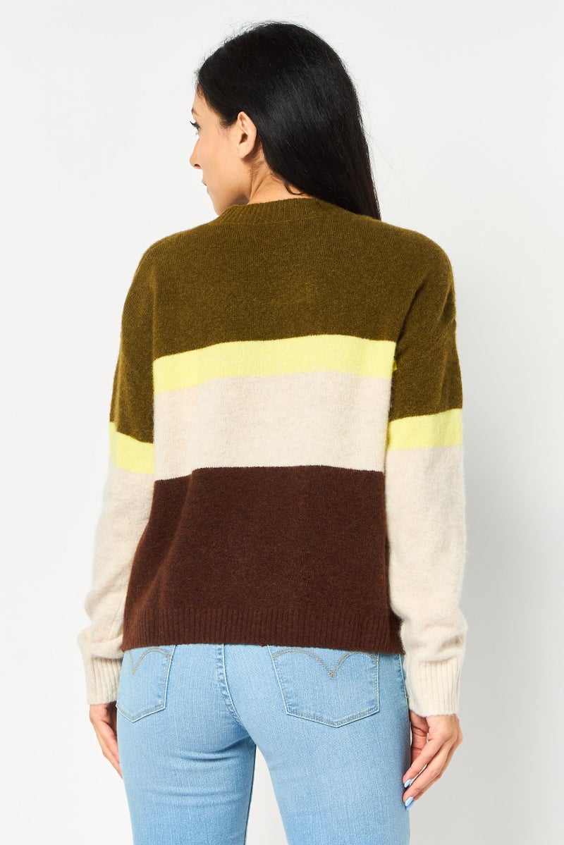 Selected Femme Women  Crew Neck Colorblock Sweater, Multicolor - Image 2