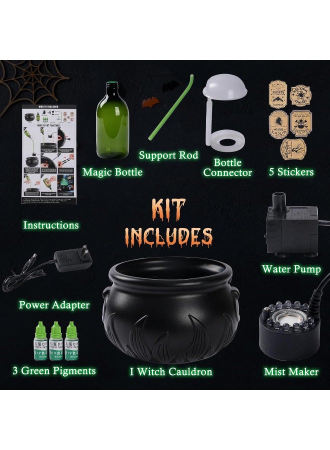 عالية الجودة ديكورات الهالوين الداخلية - مجموعة جرعات عائمة يمكنك صنعها بنفسك مع مرجل الساحرات وصانع الضباب - وعاء بلاستيكي أسود عتيق مخيف، ديكور حفلات هوكس بوكس ​​للمنزل والمطبخ والمدفأة - Image 3