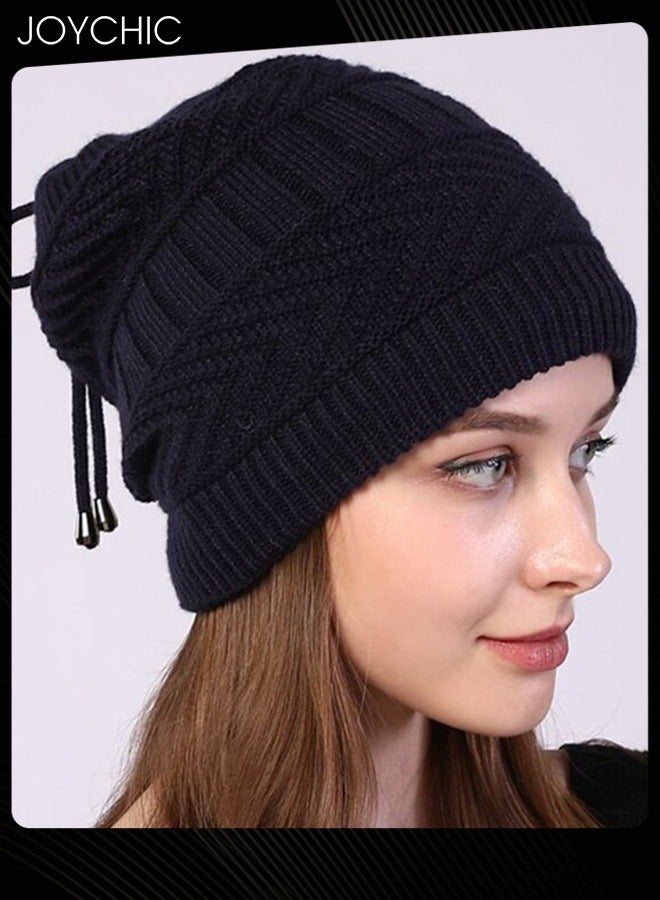 Joychic Women Winter Slouchy Beanie Outdoor Warm Stocking Hat Thick Knitted Skull Hats Multifunctional Hat for Scarves Mask Black - Image 3