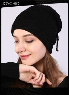 Joychic Women Winter Slouchy Beanie Outdoor Warm Stocking Hat Thick Knitted Skull Hats Multifunctional Hat for Scarves Mask Black  - Image 1