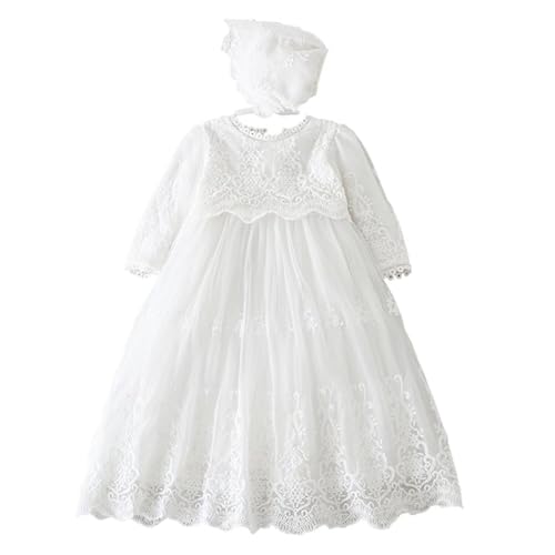Leideur Baby Long Christening Gowns White Baptism Dress Special Occasion Dresses for Girls Birthday 12 Months White 1 - Image 1