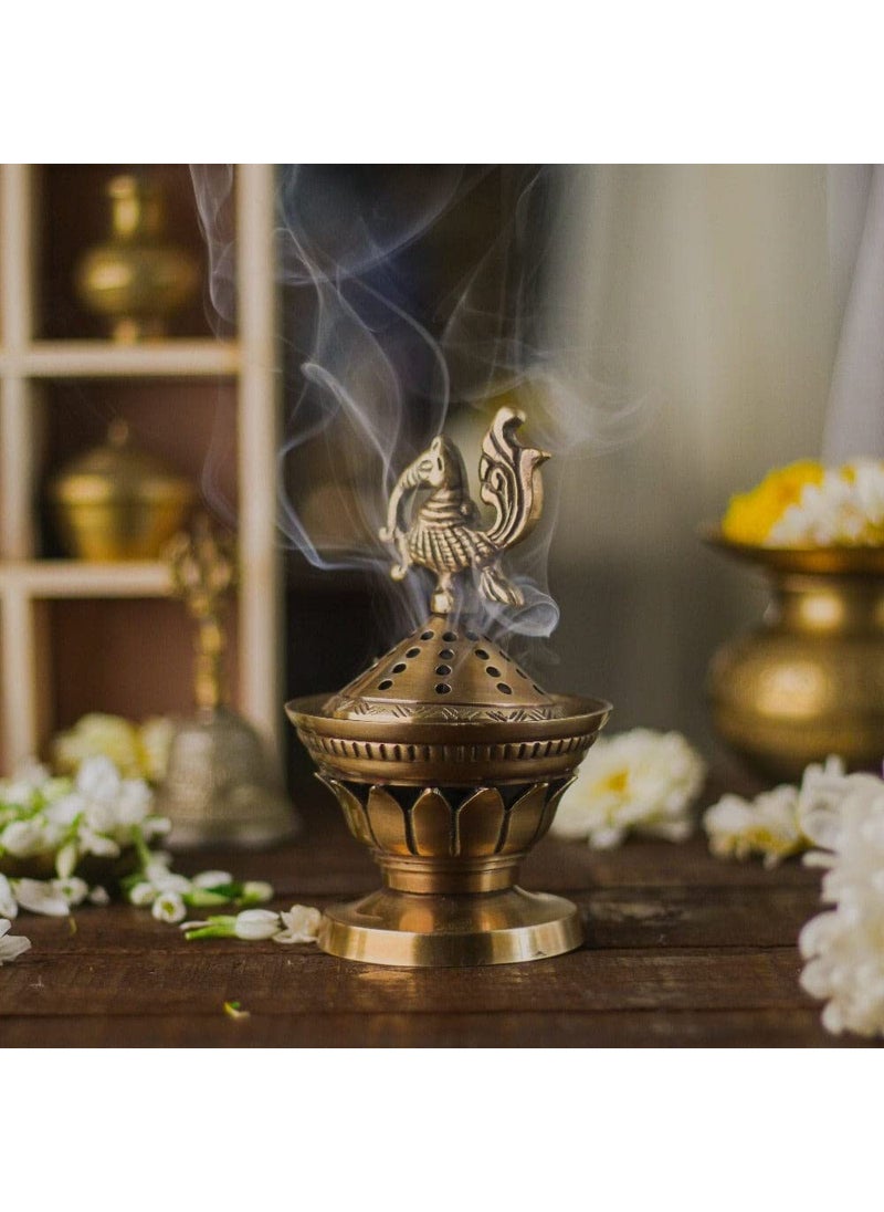 RITUALISTIC RITUALISTIC Konark Brass Loban Lamp Dhoop Holder Incense Burner Dhoop Dani Pooja Items Dhoop Batti Stand Sambrani Holder Pooja Room Decor  - Image 1