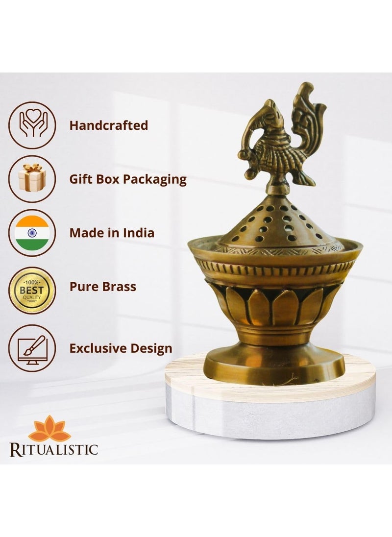 RITUALISTIC RITUALISTIC Konark Brass Loban Lamp Dhoop Holder Incense Burner Dhoop Dani Pooja Items Dhoop Batti Stand Sambrani Holder Pooja Room Decor  - Image 2