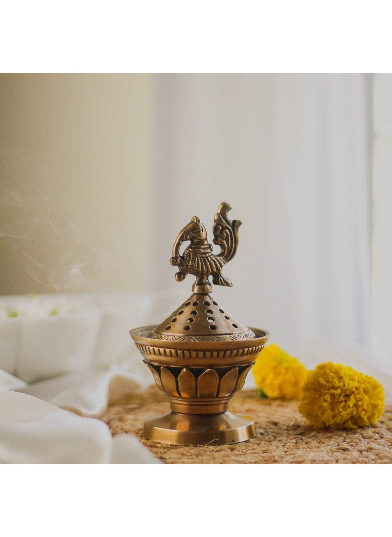 RITUALISTIC RITUALISTIC Konark Brass Loban Lamp Dhoop Holder Incense Burner Dhoop Dani Pooja Items Dhoop Batti Stand Sambrani Holder Pooja Room Decor  - Image 3
