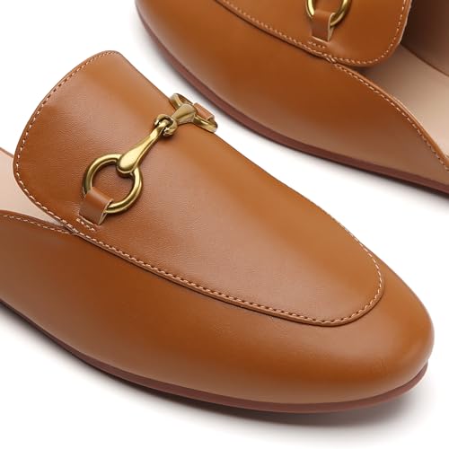 Minorsu Buckle Mules for Women Round Toe Backless Flat Mules Slides Mules Shoes Ladies Slip-on Loafers - Image 2