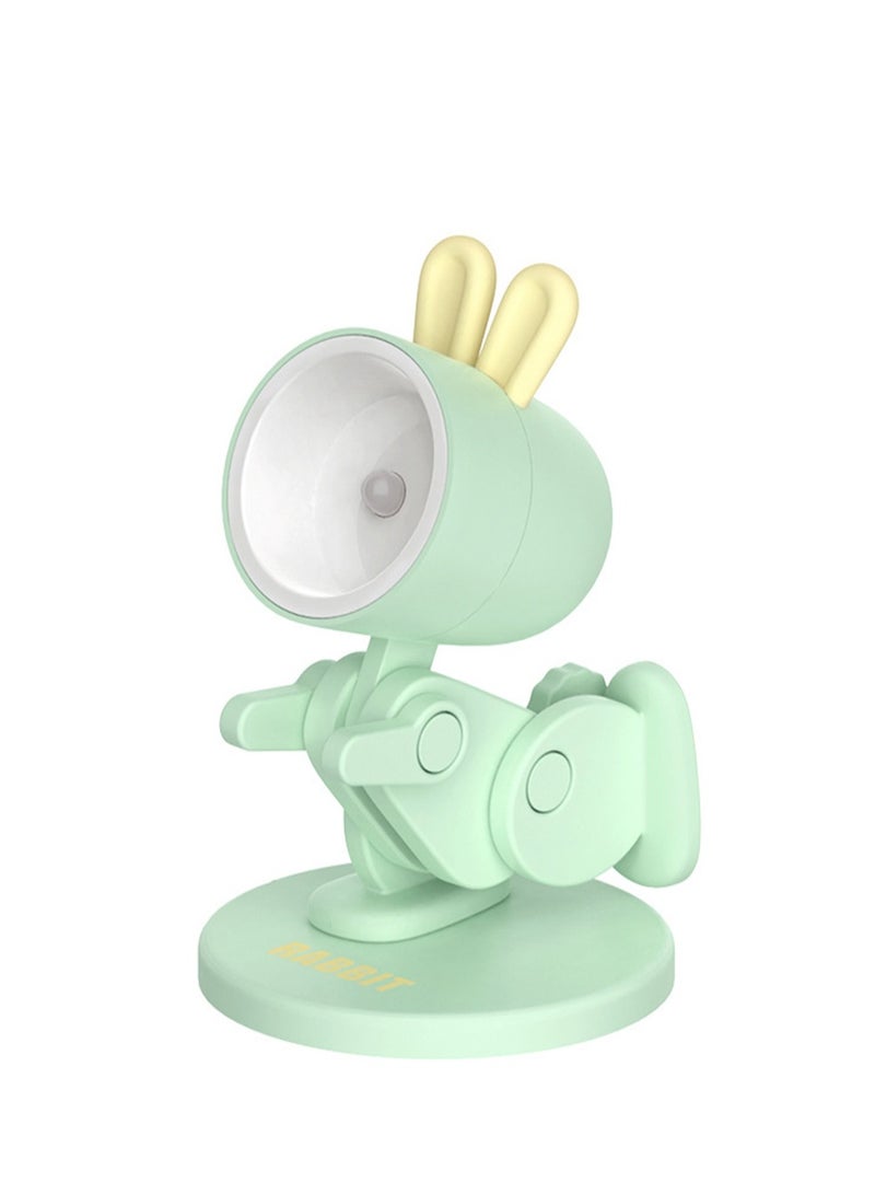 Macaron Mini Desk Lamp Creative DIY Night Light LED Cute Pet Desktop Cartoon Dinosaur Ornaments Ins Student Gift Creative Gift Ornaments (Magnetic Rabbit-Green) - Image 1