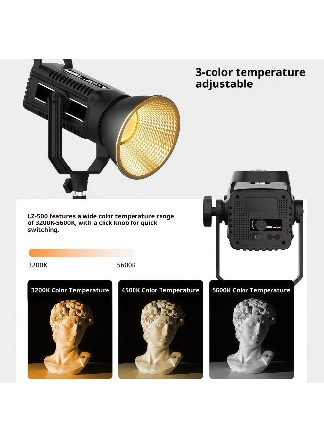 FlashHawk 150W LED Video Light with Standard Reflector & Remote Control - 3200K-5600K Dimmable, CRI>96, Bowens Mount, U-shaped 360° Rotation COB Photography Light for Studio/Streaming - Image 4