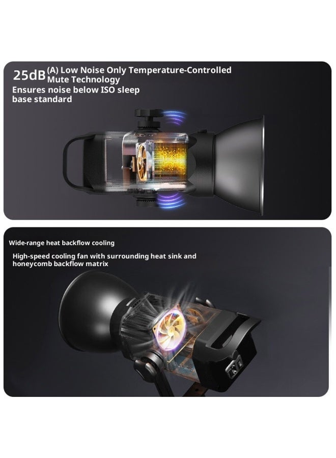 FlashHawk 150W LED Video Light with Standard Reflector & Remote Control - 3200K-5600K Dimmable, CRI>96, Bowens Mount, U-shaped 360° Rotation COB Photography Light for Studio/Streaming - Image 5