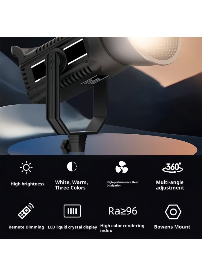 FlashHawk 150W LED Video Light with Standard Reflector & Remote Control - 3200K-5600K Dimmable, CRI>96, Bowens Mount, U-shaped 360° Rotation COB Photography Light for Studio/Streaming - Image 3