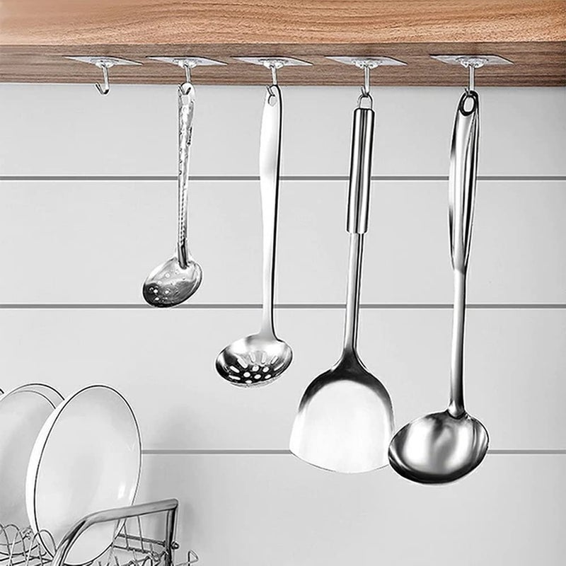 US1984 Stainless Steel Adhesive Wall Hooks HeavyDuty SelfAdhesive Hooks WallSticking Hooks for Organization Bathroom Kitchen and Office Transparent 6 pcs - Image 3