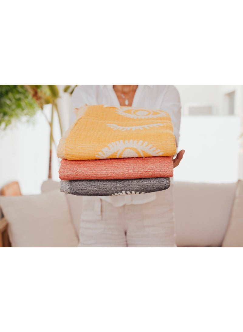 PAMUKME COTTON THROW BLANKET- EVIL EYE DESIGN - Image 2