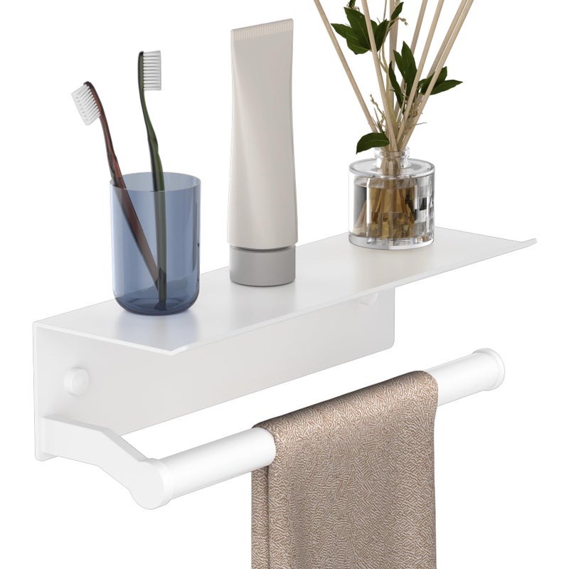 Dr.DJ Toilet Paper Holder with Shelf  Paper Towel Holder for Bathroom Organizer & Storage Wall Mount  Tissue Roll Holder  RV Toilet Paper Holder with Adhesive & Screw White - Image 1