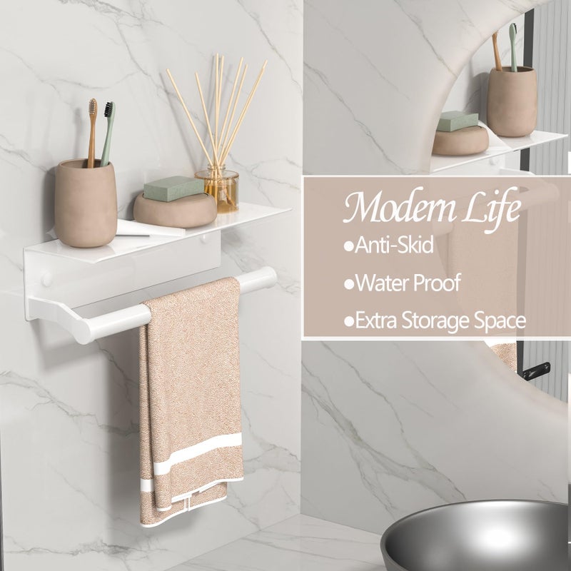 Dr.DJ Toilet Paper Holder with Shelf  Paper Towel Holder for Bathroom Organizer & Storage Wall Mount  Tissue Roll Holder  RV Toilet Paper Holder with Adhesive & Screw White - Image 4