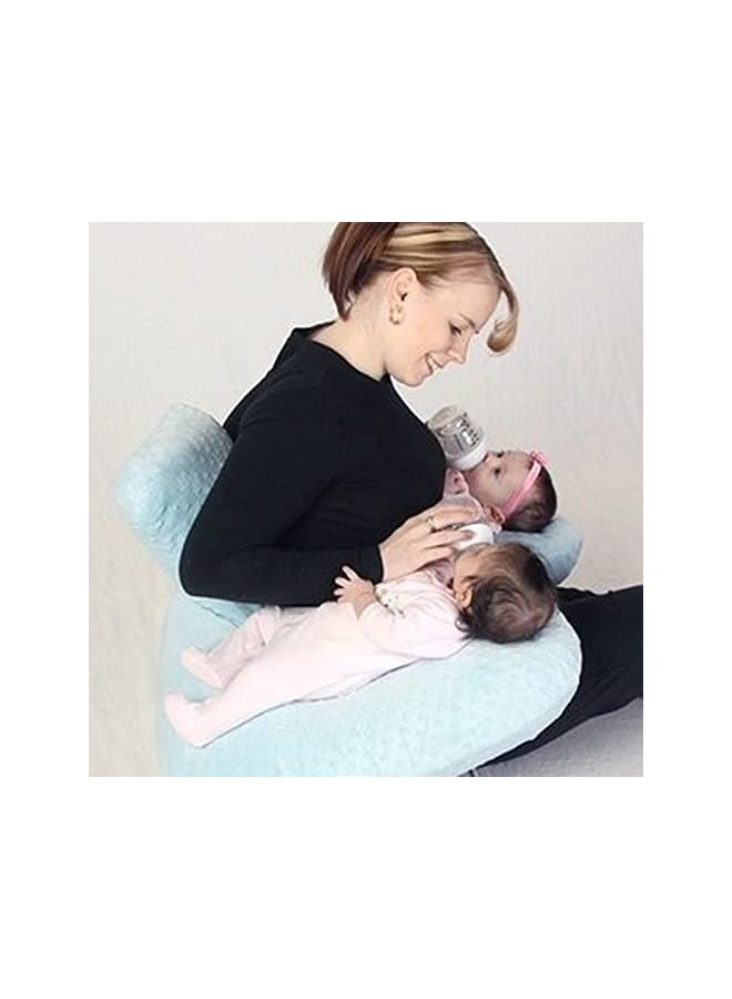 وسادة متعددة الوظائف للرضع التوأمين، وسادة للرضاعة للنساء الحوامل، وسادة دعم توأمي مصنوعة من قماش قطني قابلة للغسيل في ماكينة، باللون الرمادي - Image 2
