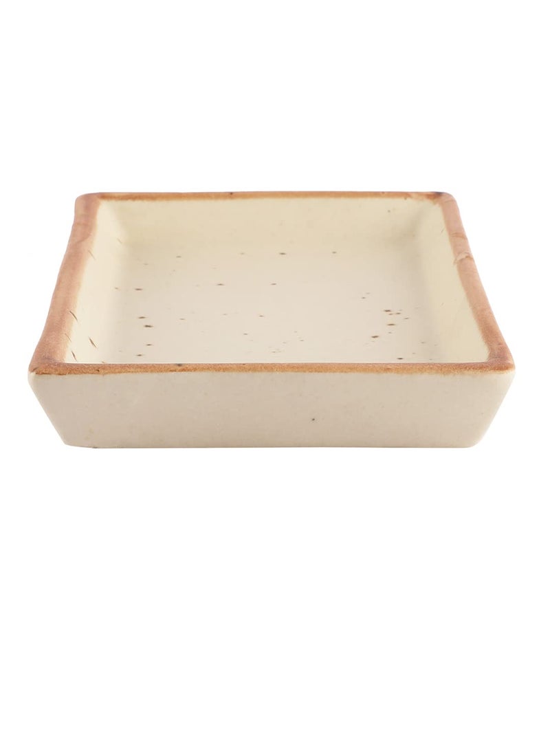 miah decor Miah Décor Ceramic Handcrafted White Matte Finish Platter(8"X4")-Pack of 1 Microwave & Dishwasher Safe - Image 4