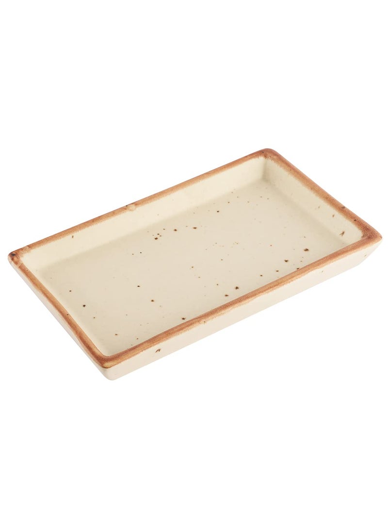 miah decor Miah Décor Ceramic Handcrafted White Matte Finish Platter(8"X4")-Pack of 1 Microwave & Dishwasher Safe - Image 2