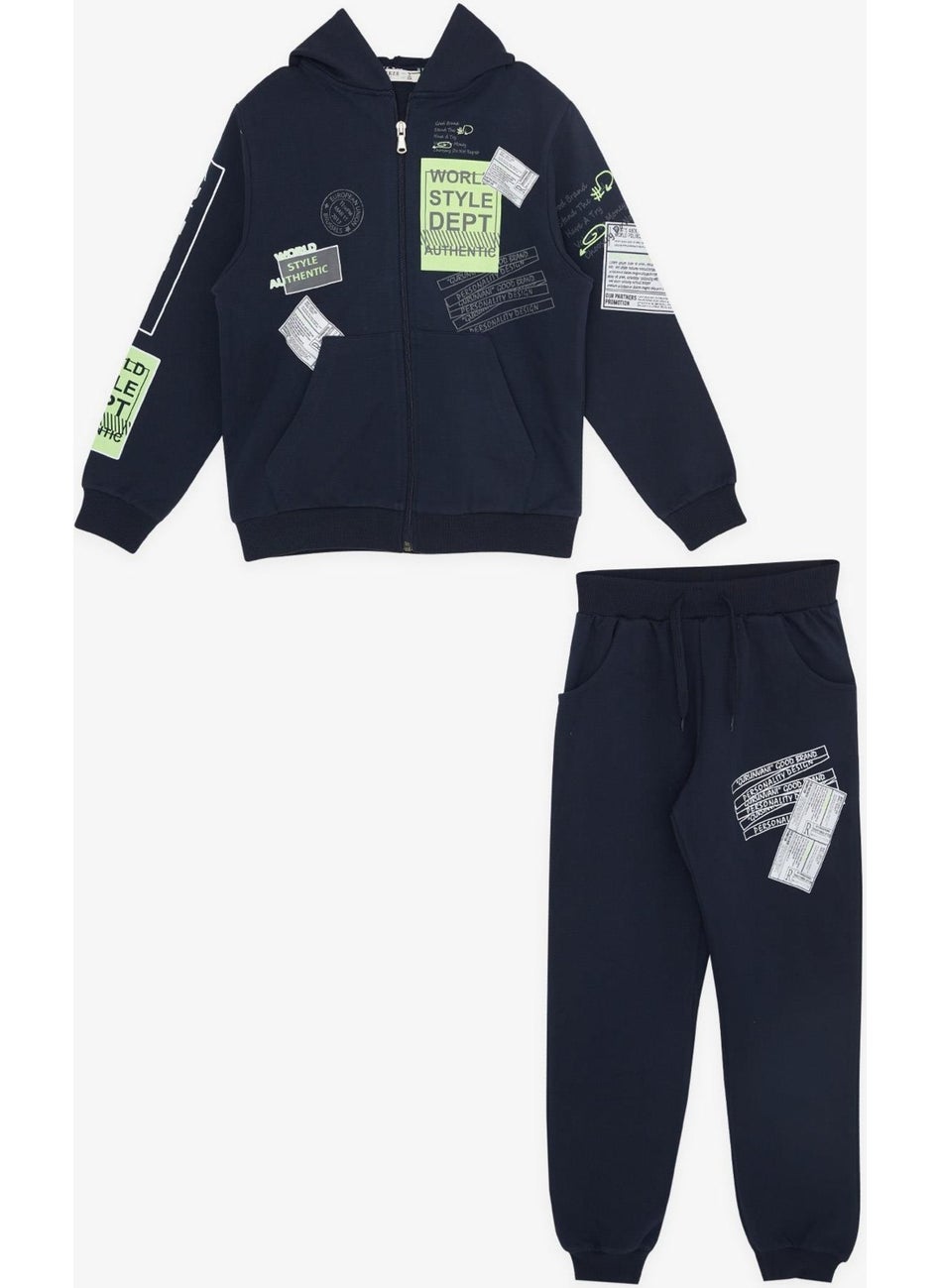 Boy's Tracksuit Set Hooded Text Printed 7-12 Years, Navy Blue - pzsku/Z49E477D1055B5E4BC725Z/45/_/1726653414/30672a29-a6ef-4fef-9a57-dd4209ba3fe8