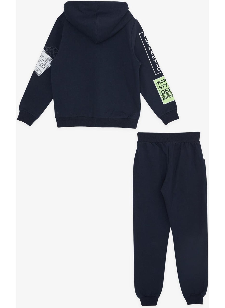 Boy's Tracksuit Set Hooded Text Printed 7-12 Years, Navy Blue - pzsku/Z49E477D1055B5E4BC725Z/45/_/1726653420/a9cdfb59-2779-4312-9c9a-d37ee9197fb4