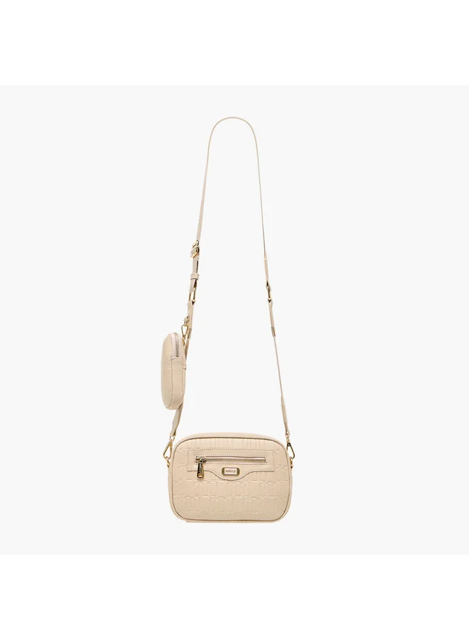 MISSY Women Monogram Embossed Crossbody Bag with Pouch and Adjustable Strap
