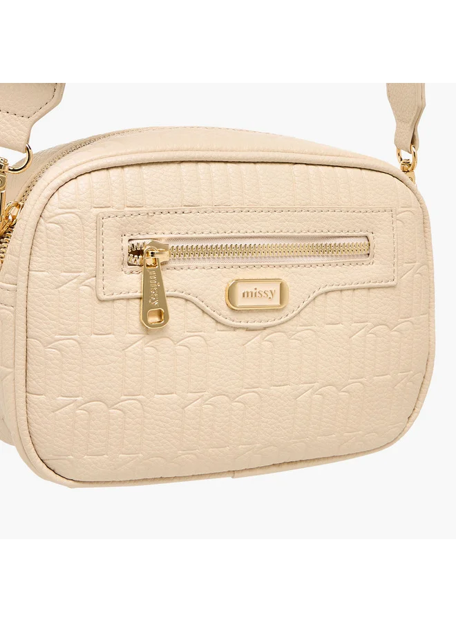 MISSY Women Monogram Embossed Crossbody Bag with Pouch and Adjustable Strap