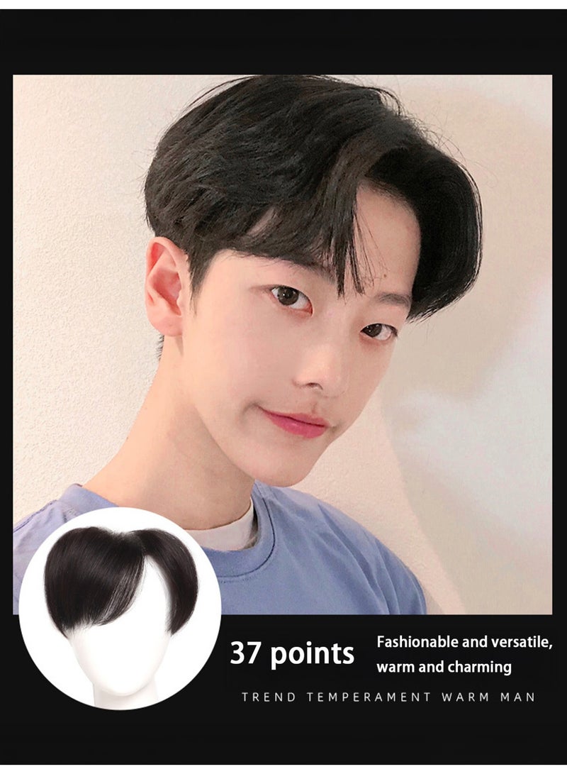 Joudi Men's forehead, hairline wig - 3.5*16 real hair full hand-woven invisible biological scalp wig, suitable for natural hairline - Image 2