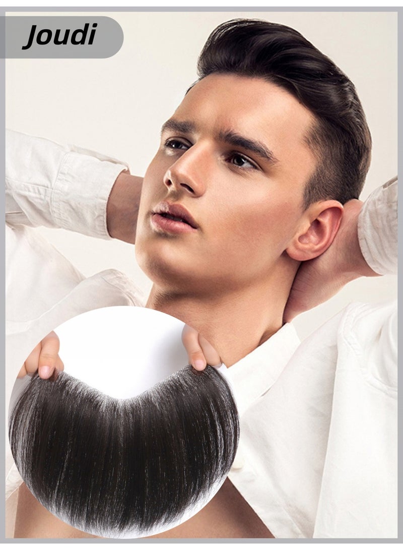 Joudi Men's forehead, hairline wig - 3.5*16 real hair full hand-woven invisible biological scalp wig, suitable for natural hairline - Image 1